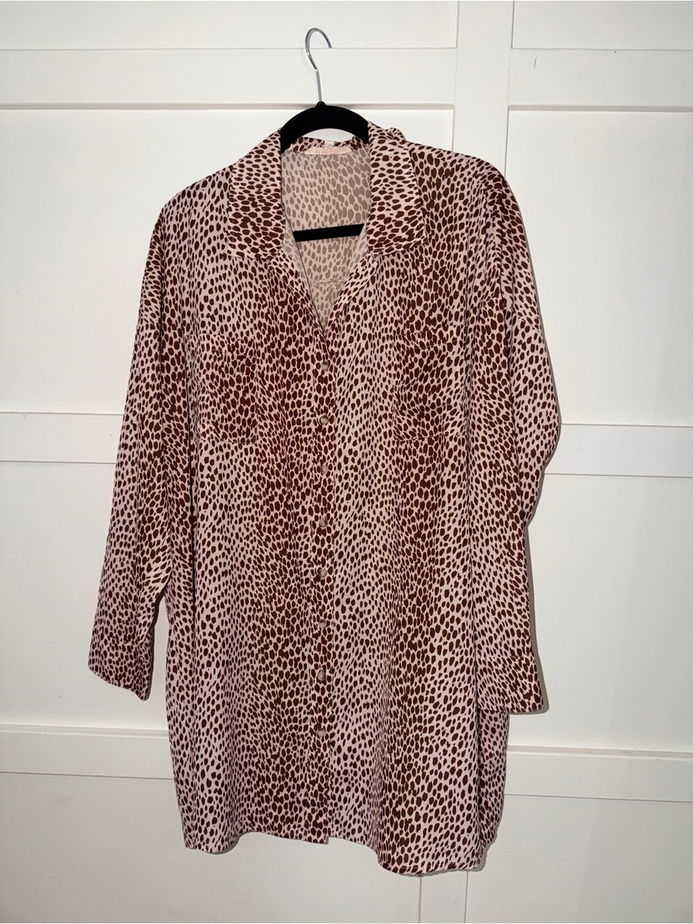 Mazik Leopard Print Shirt Jacket in Brown and Cream